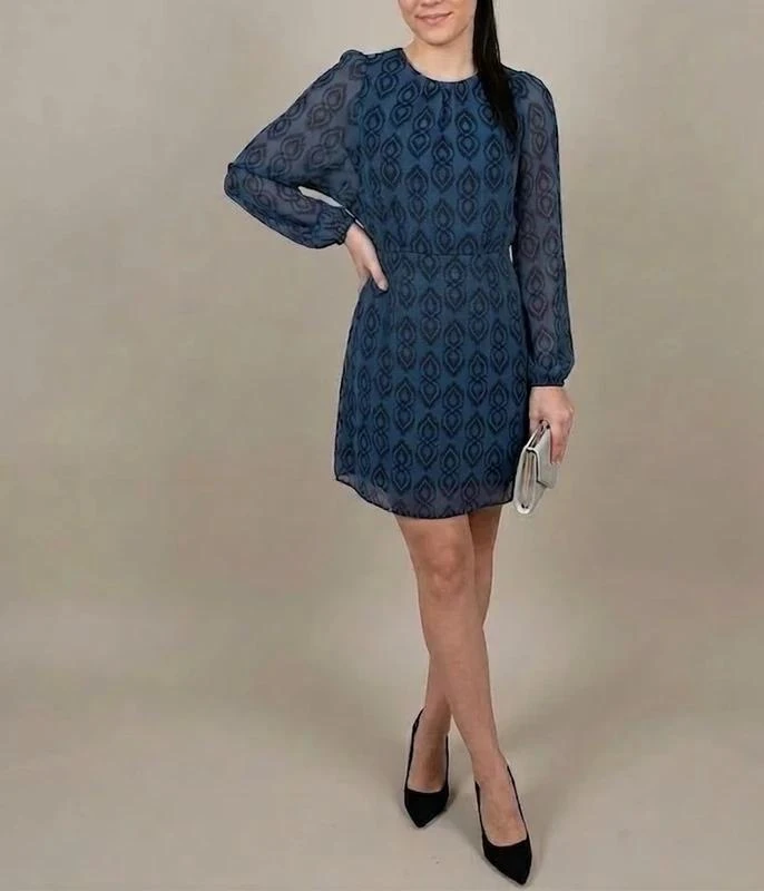 Vestido corto azul estampado geométrico Zara • Talla XS – photo 2